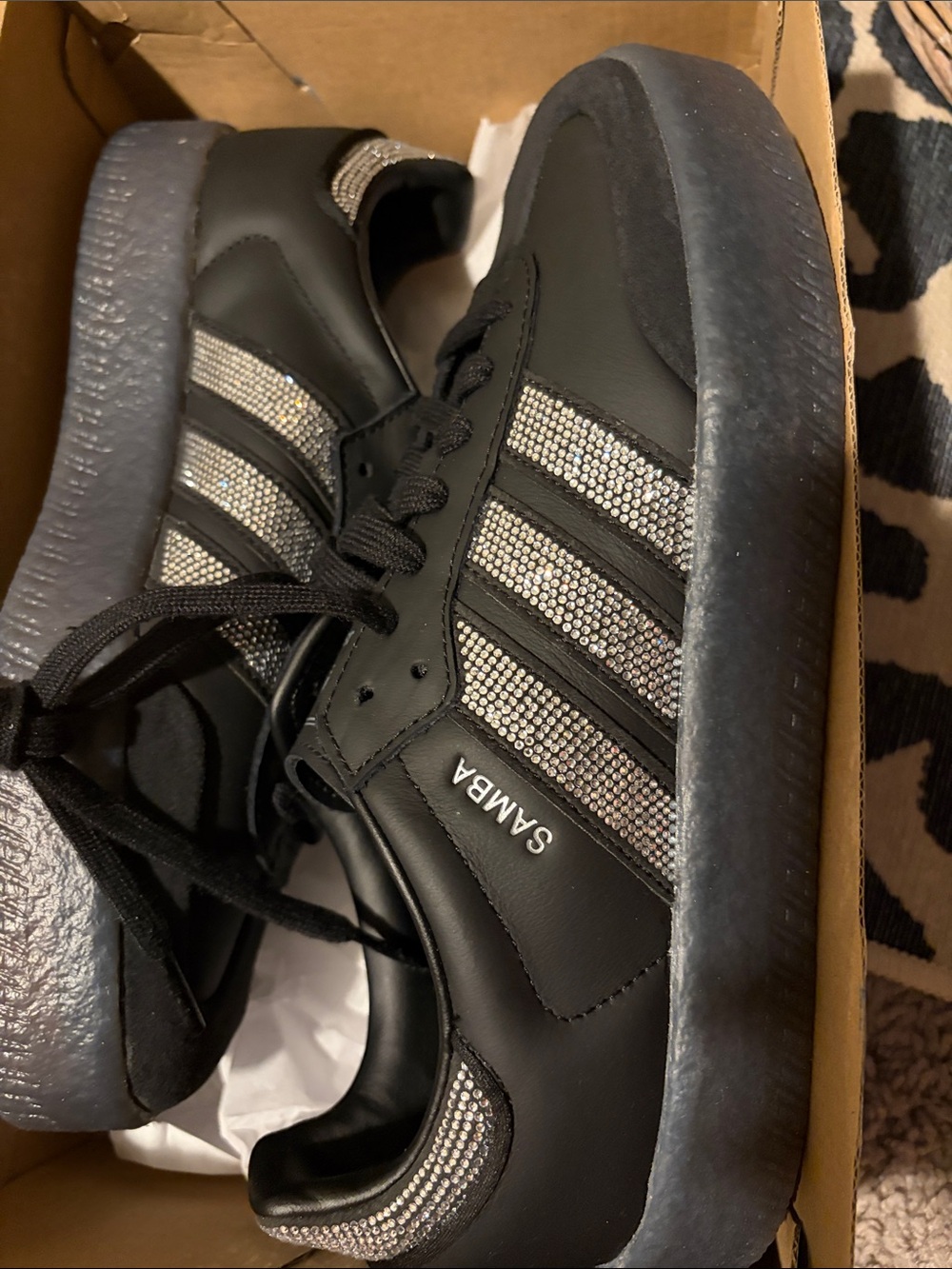 Women’s Black Rhinestone Accent Sneakers
